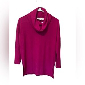 Loft Cowl Neck Sweater cozy magenta pink tunic XS petite